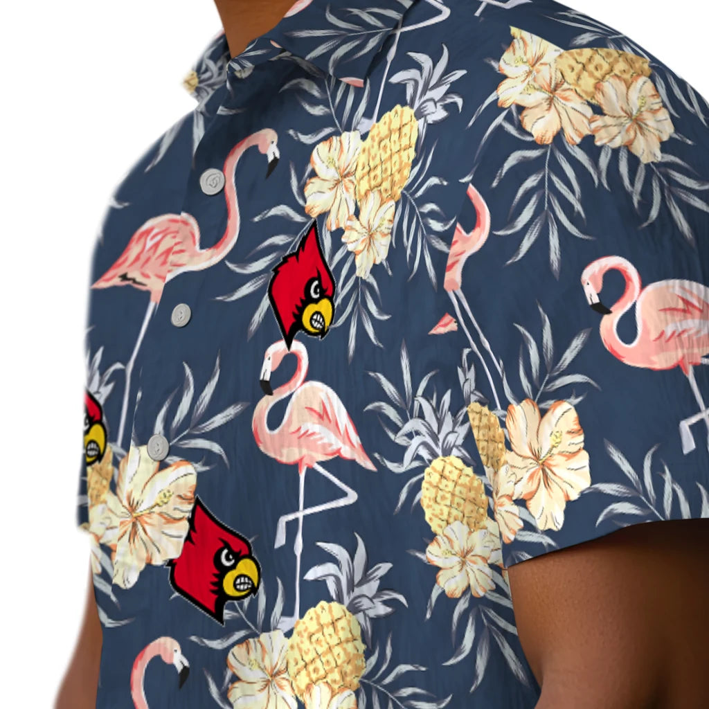 Louisville Cardinals Hawaiian Shirt - Flamingo Hibiscus | Hula Hawaiian Shirts