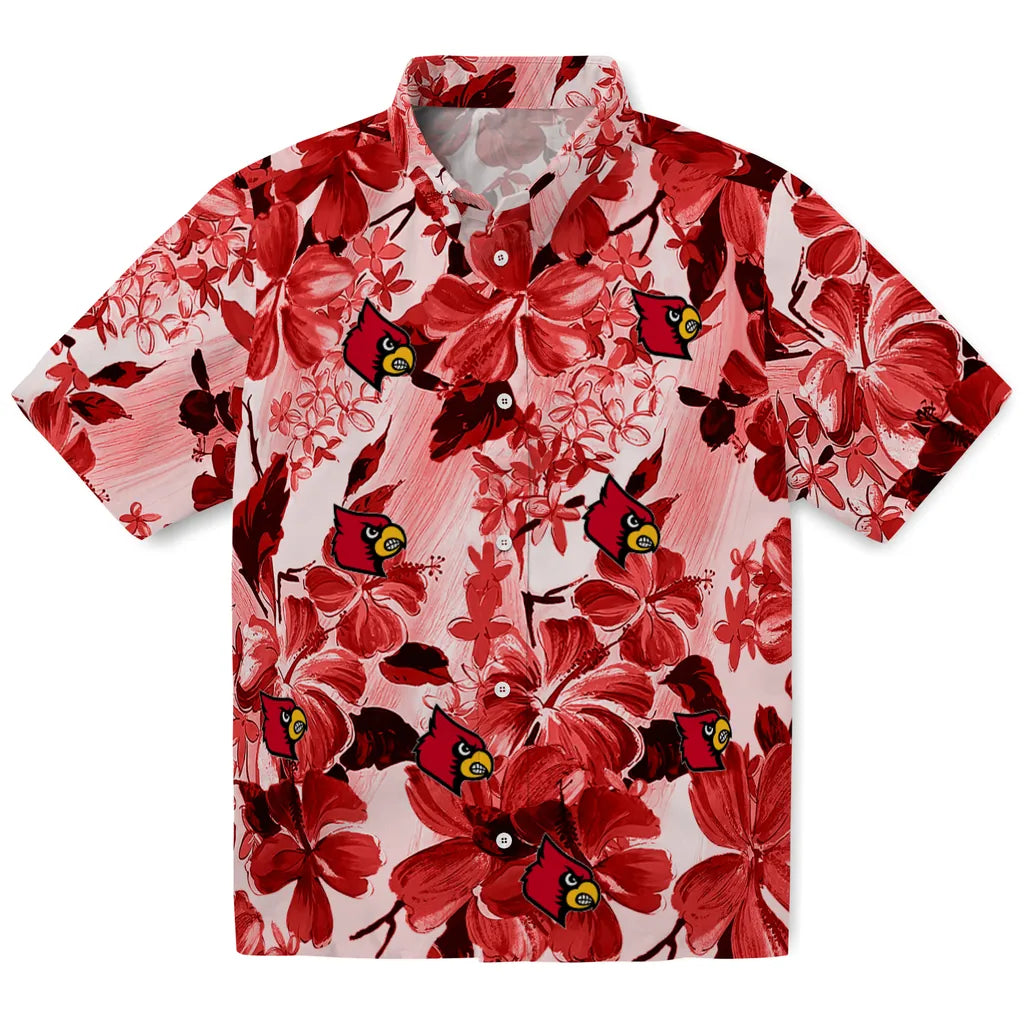Louisville Cardinals Hawaiian Shirt - Hibiscus Arrangement | Hula Hawaiian Shirts
