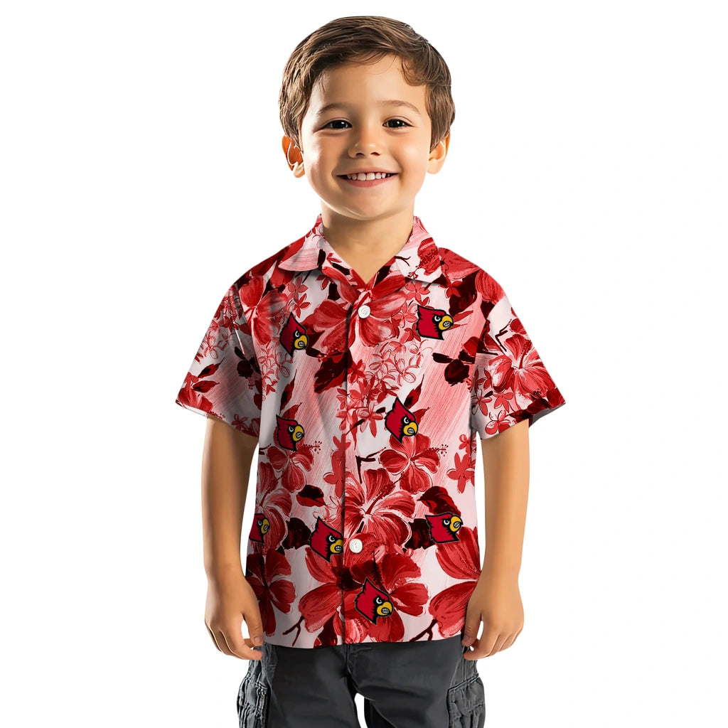 Louisville Cardinals Hawaiian Shirt - Hibiscus Arrangement | Hula Hawaiian Shirts