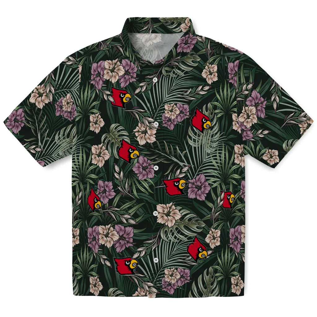Louisville Cardinals Hawaiian Shirt - Hibiscus Leaves Pattern | Hula Hawaiian Shirts