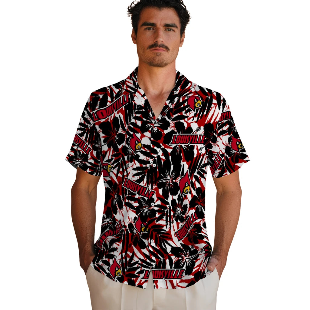 Louisville Cardinals Hawaiian Shirt - Hibiscus Overlay | Hula Hawaiian Shirts