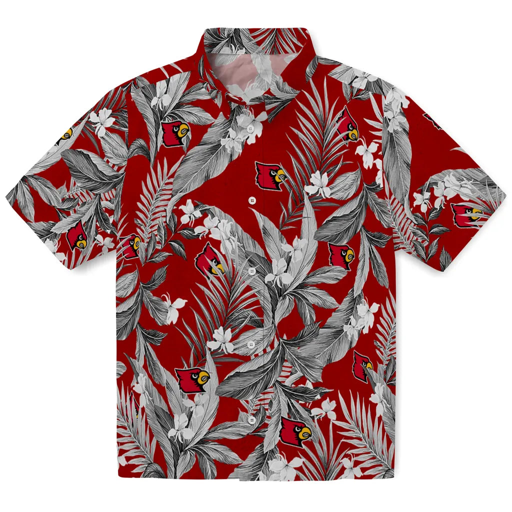 Louisville Cardinals Hawaiian Shirt - Palm Leaves | Hula Hawaiian Shirts