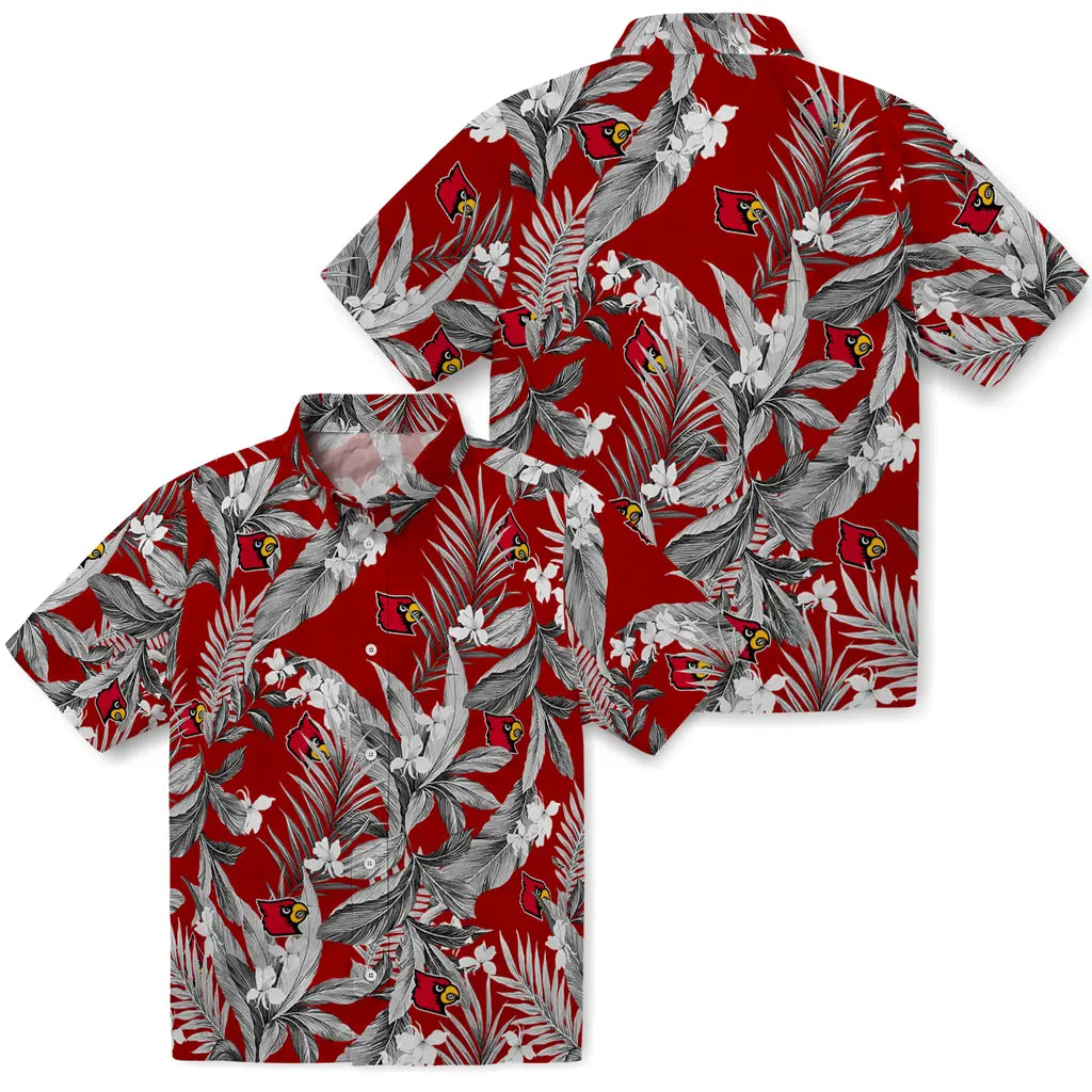 Louisville Cardinals Hawaiian Shirt - Palm Leaves | Hula Hawaiian Shirts