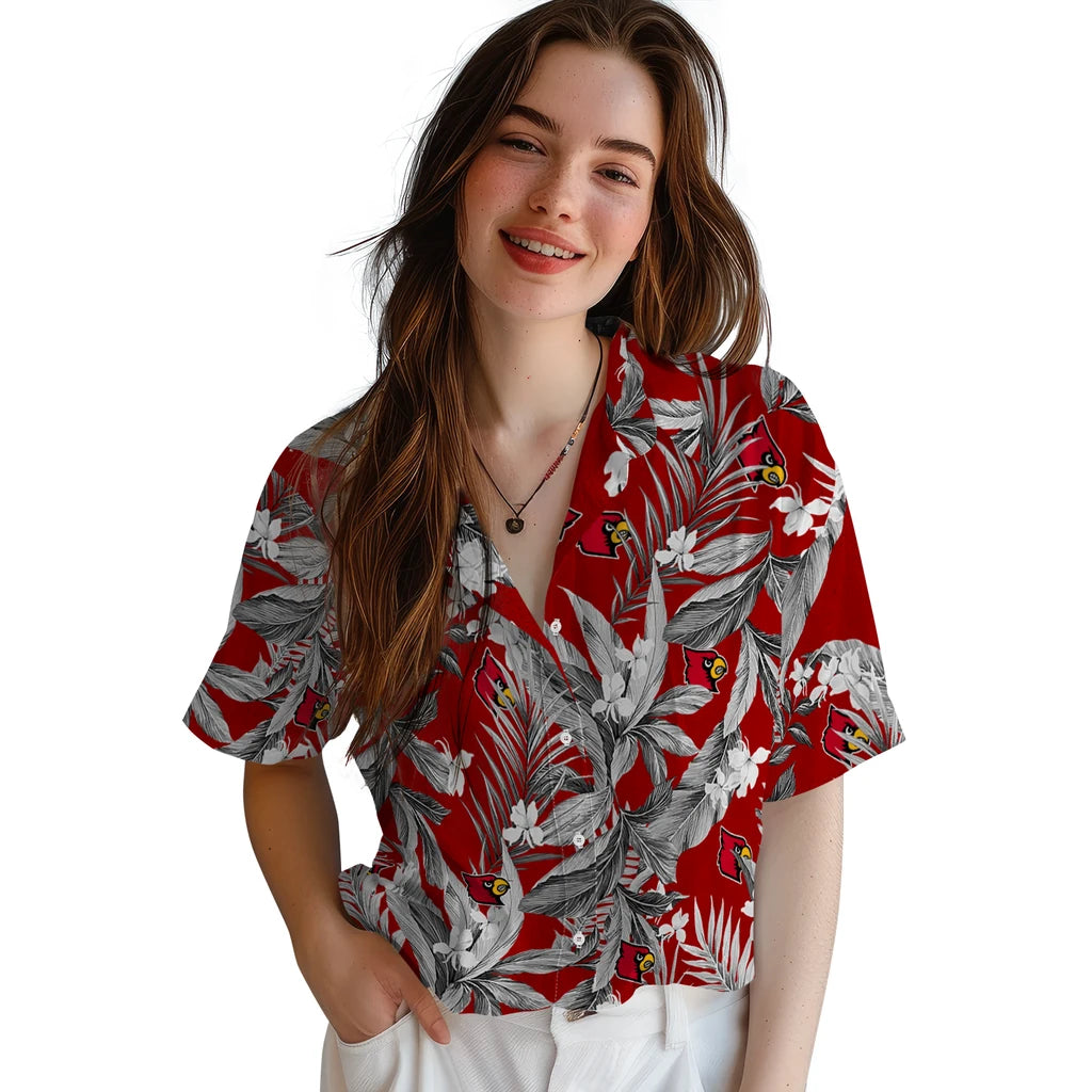 Louisville Cardinals Hawaiian Shirt - Palm Leaves | Hula Hawaiian Shirts