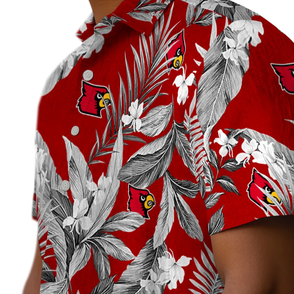 Louisville Cardinals Hawaiian Shirt - Palm Leaves | Hula Hawaiian Shirts