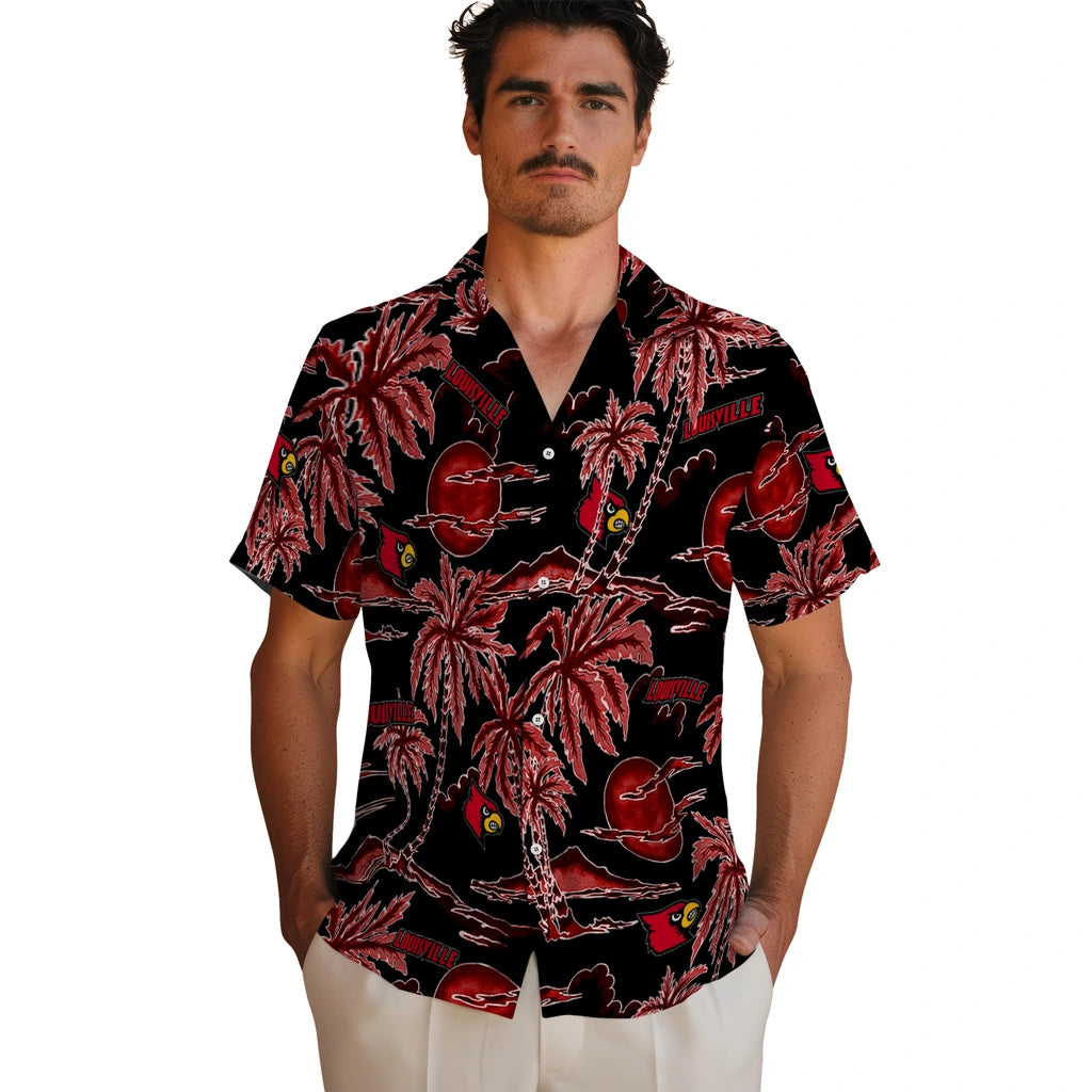 Louisville Cardinals Hawaiian Shirt - Palm Sunset | Hula Hawaiian Shirts