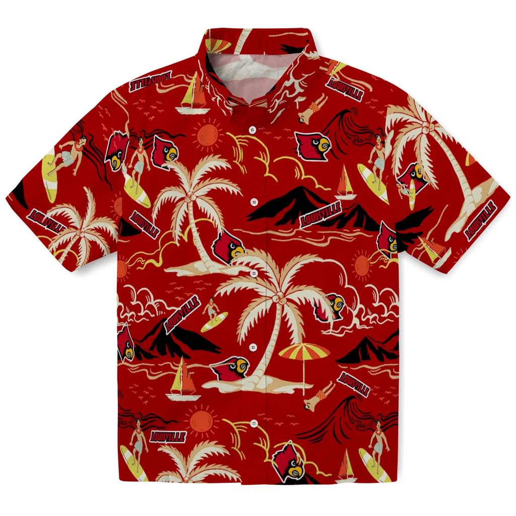 Louisville Cardinals Hawaiian Shirt - Palm Tree Island | Hula Hawaiian Shirts