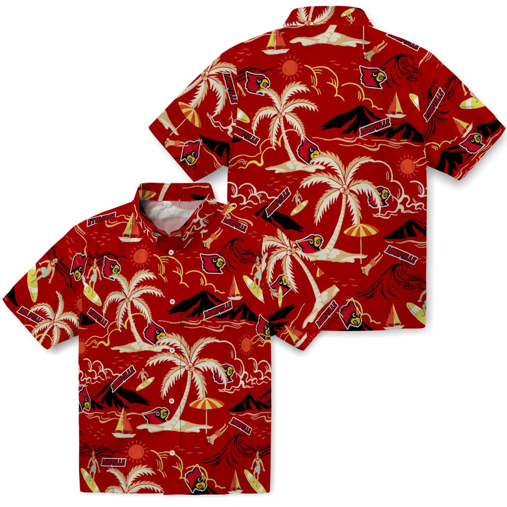 Louisville Cardinals Hawaiian Shirt - Palm Tree Island | Hula Hawaiian Shirts