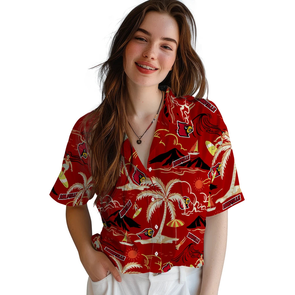 Louisville Cardinals Hawaiian Shirt - Palm Tree Island | Hula Hawaiian Shirts