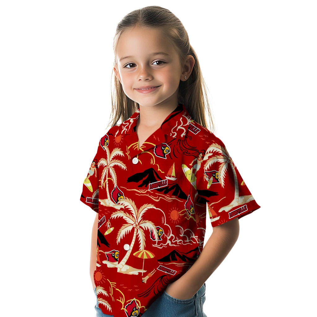 Louisville Cardinals Hawaiian Shirt - Palm Tree Island | Hula Hawaiian Shirts
