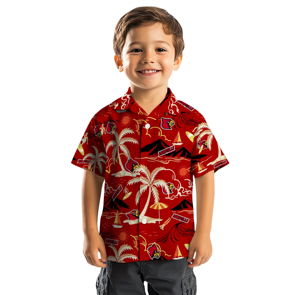 Louisville Cardinals Hawaiian Shirt - Palm Tree Island | Hula Hawaiian Shirts