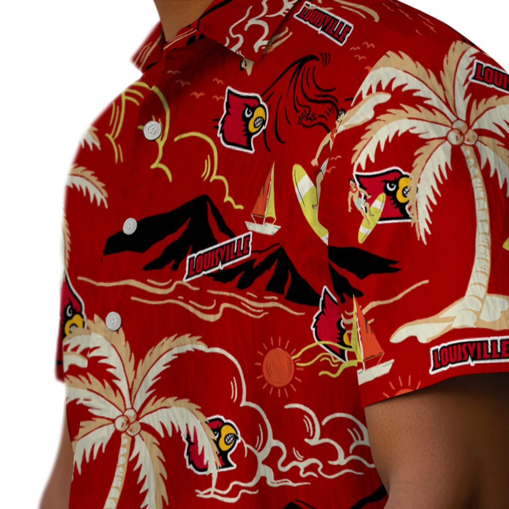 Louisville Cardinals Hawaiian Shirt - Palm Tree Island | Hula Hawaiian Shirts