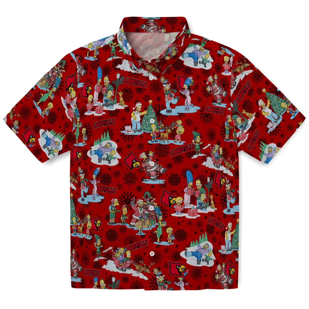 Louisville Cardinals Hawaiian Shirt - Simpsons Christmas | Hula Hawaiian Shirts