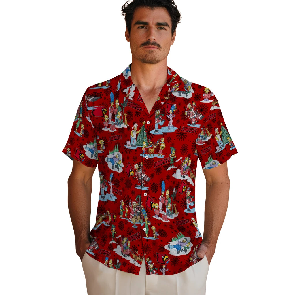 Louisville Cardinals Hawaiian Shirt - Simpsons Christmas | Hula Hawaiian Shirts