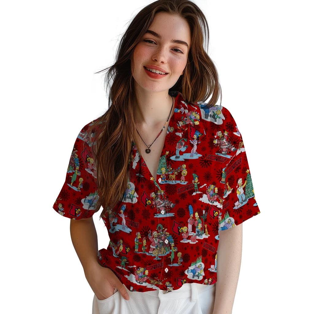 Louisville Cardinals Hawaiian Shirt - Simpsons Christmas | Hula Hawaiian Shirts