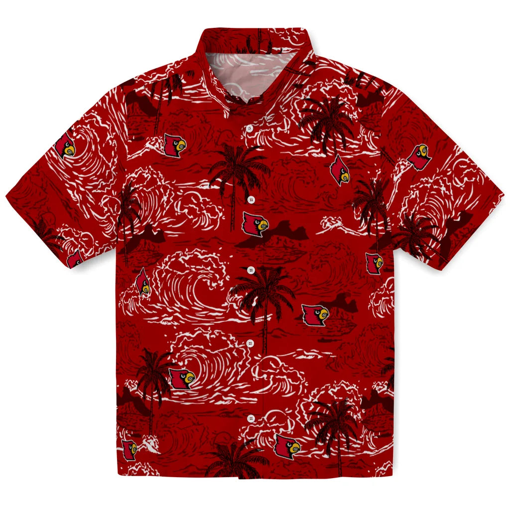 Louisville Cardinals Hawaiian Shirt - Wave Palm | Hula Hawaiian Shirts