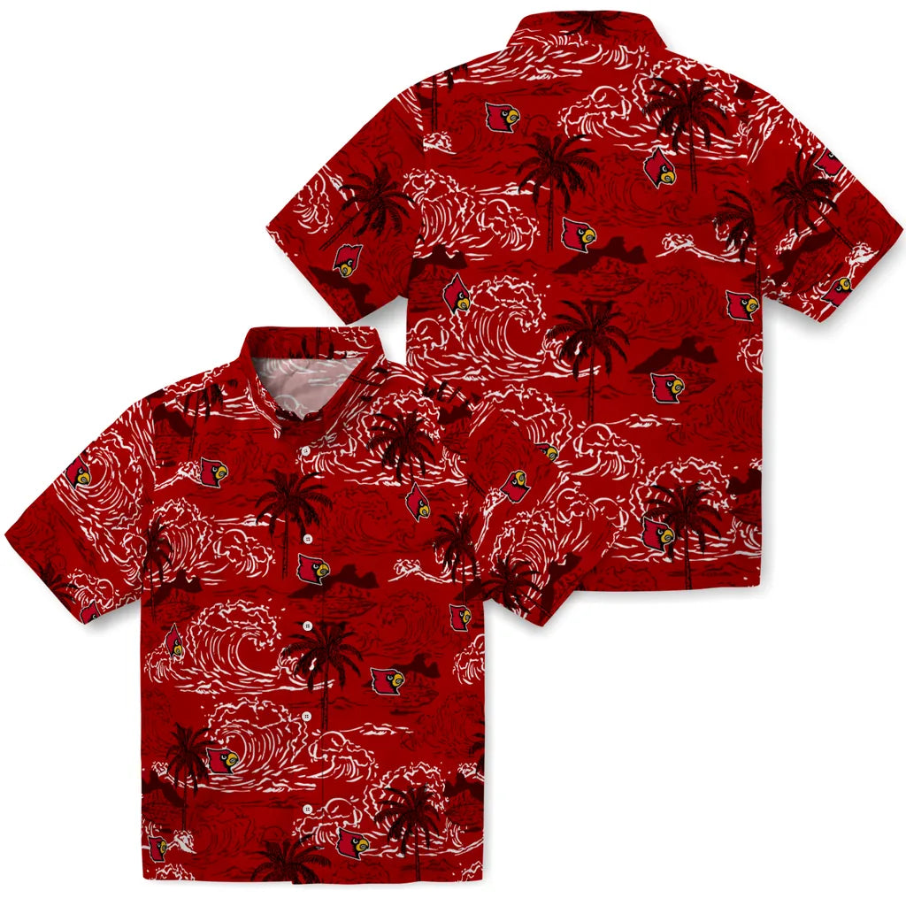 Louisville Cardinals Hawaiian Shirt - Wave Palm | Hula Hawaiian Shirts