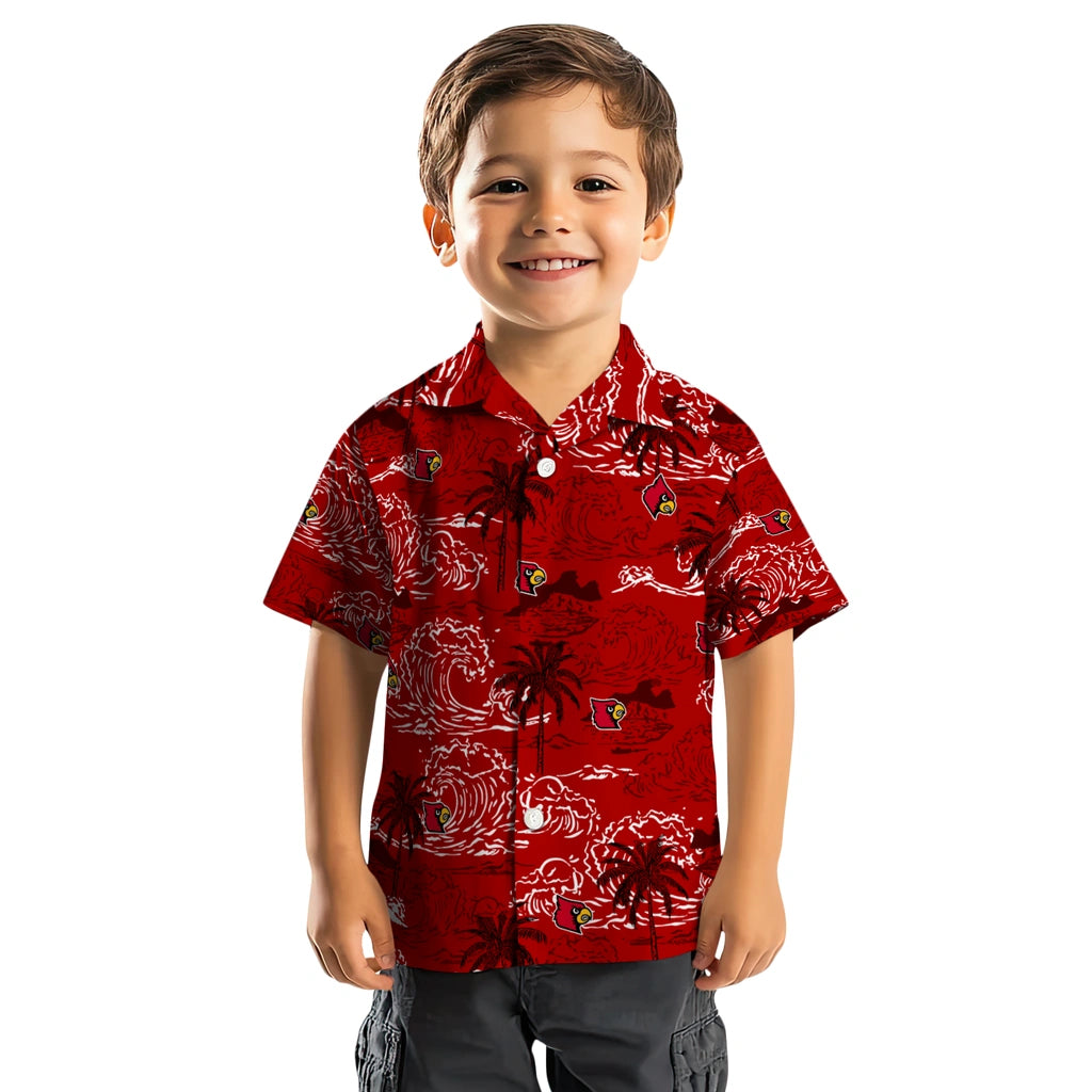 Louisville Cardinals Hawaiian Shirt - Wave Palm | Hula Hawaiian Shirts
