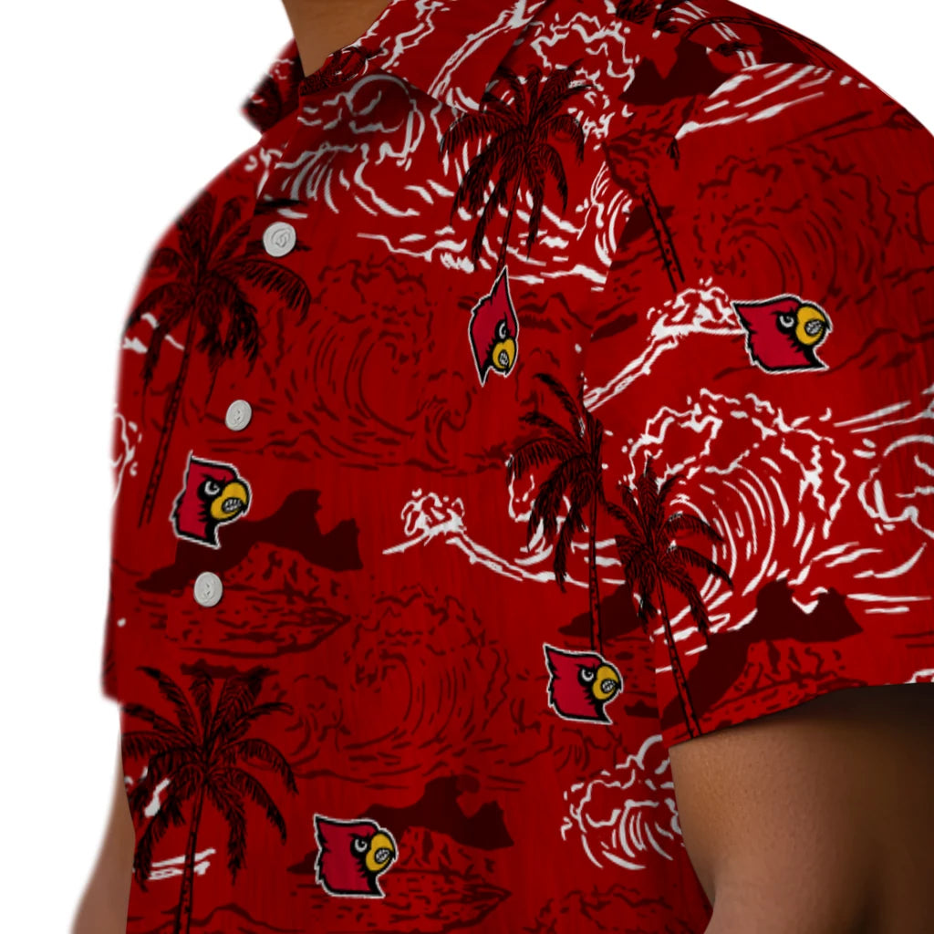 Louisville Cardinals Hawaiian Shirt - Wave Palm | Hula Hawaiian Shirts