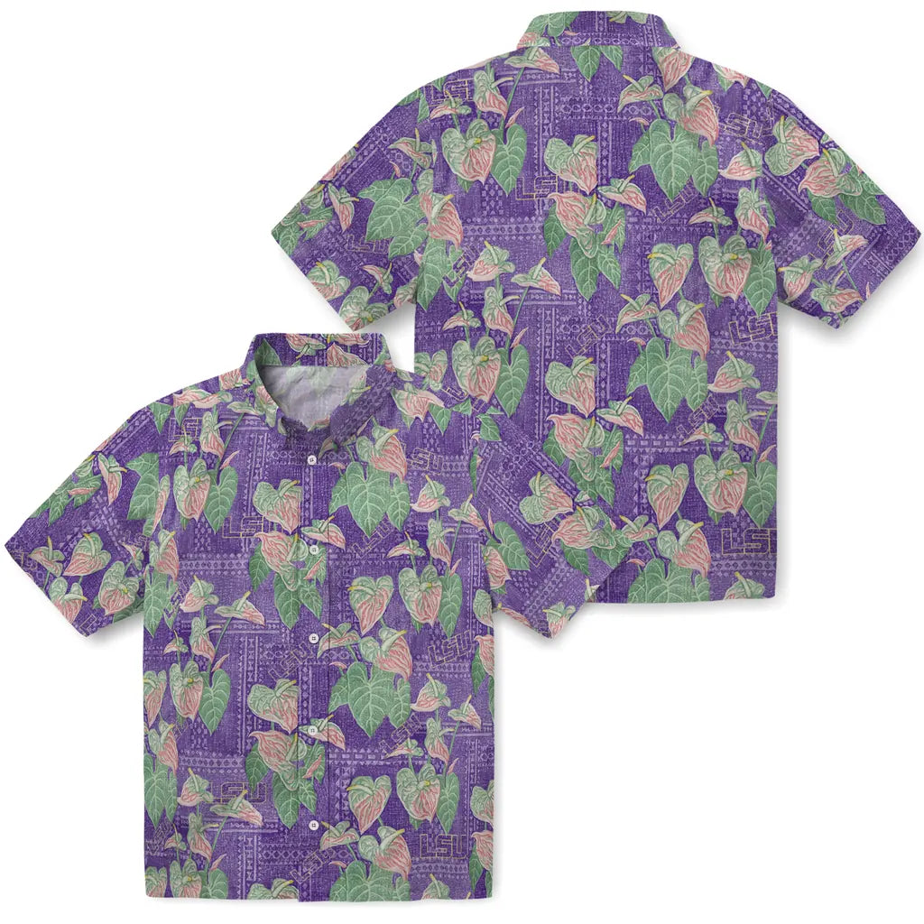 LSU Tigers Hawaiian Shirt - Anthurium Overlay | Hula Hawaiian Shirts