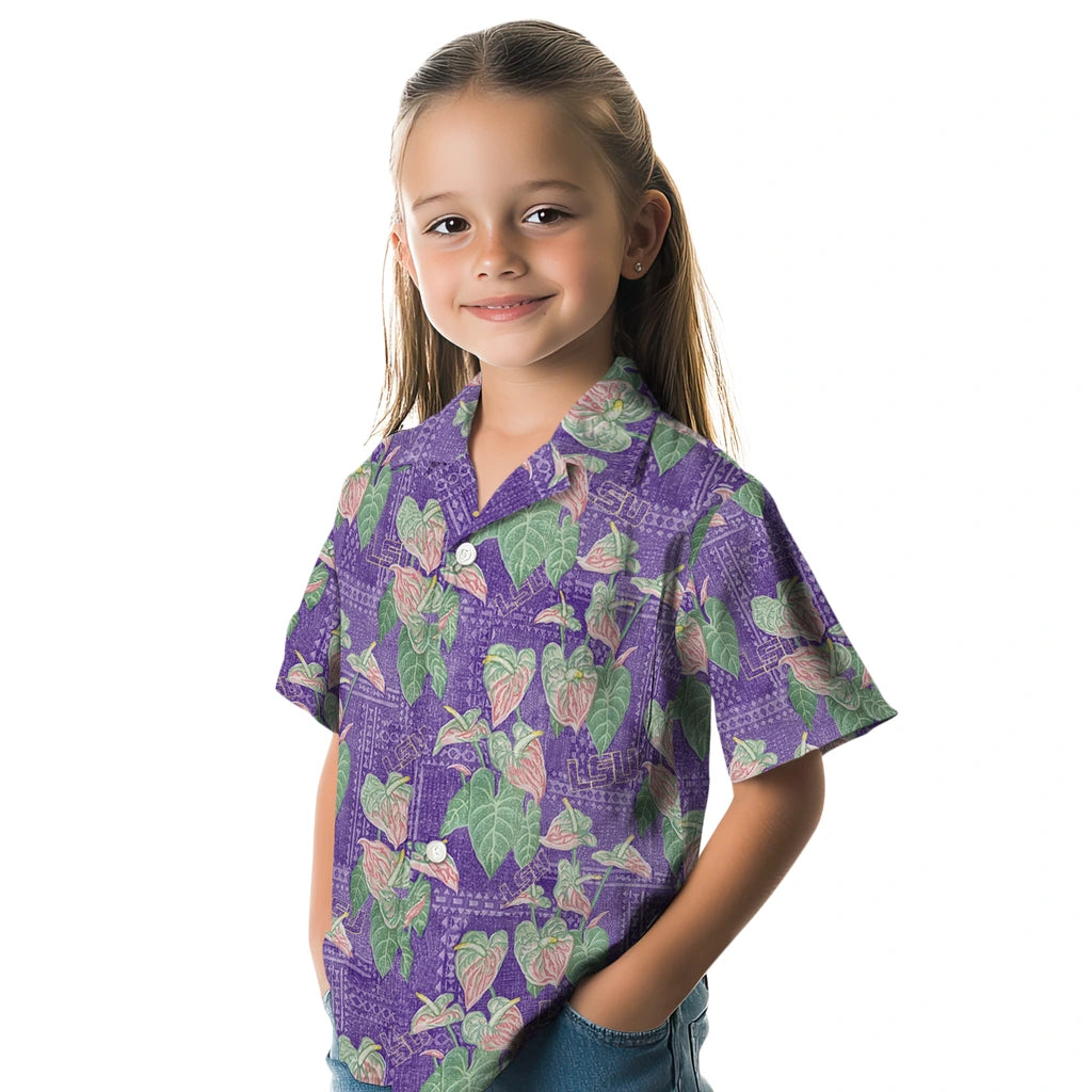 LSU Tigers Hawaiian Shirt - Anthurium Overlay | Hula Hawaiian Shirts