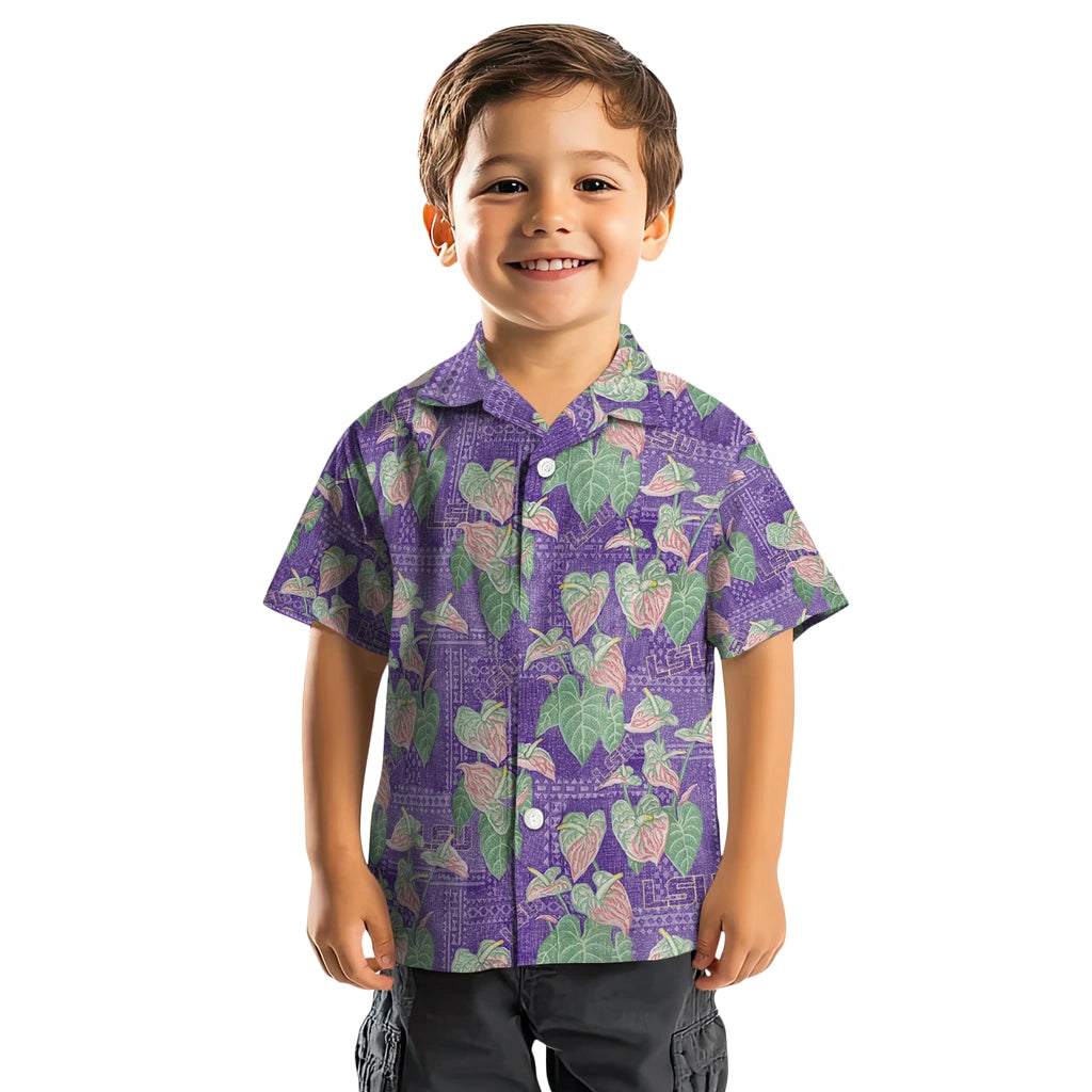 LSU Tigers Hawaiian Shirt - Anthurium Overlay | Hula Hawaiian Shirts