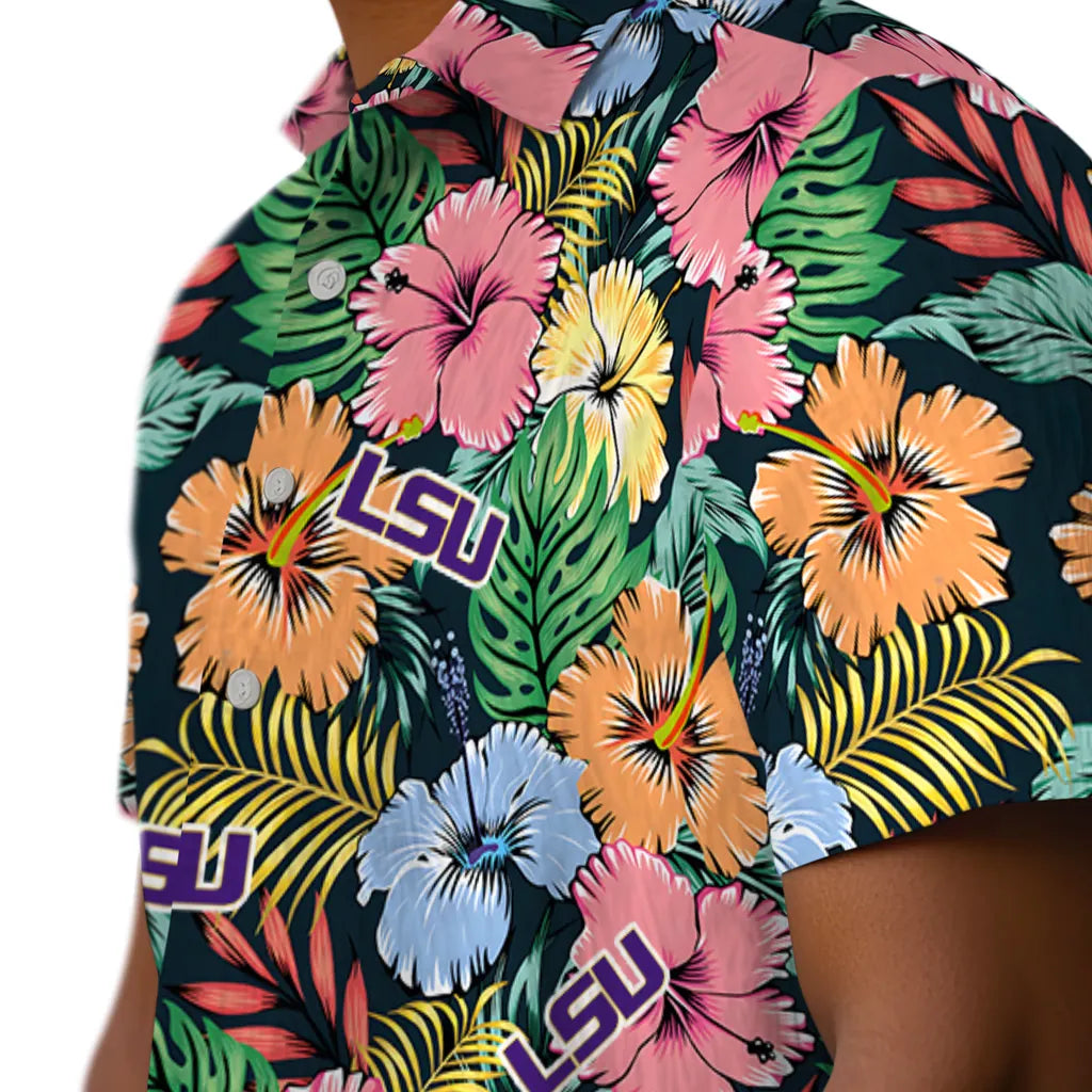 LSU Tigers Hawaiian Shirt - Brilliant Hibiscus Garden | Hula Hawaiian Shirts