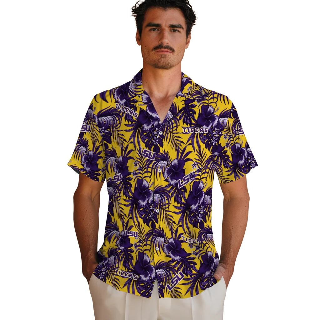LSU Tigers Hawaiian Shirt - Hibiscus Exotic | Hula Hawaiian Shirts