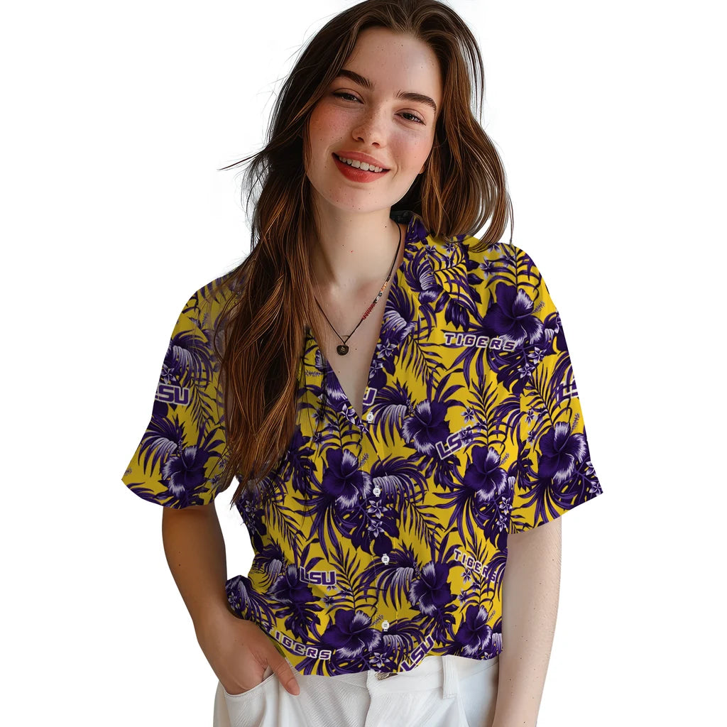 LSU Tigers Hawaiian Shirt - Hibiscus Exotic | Hula Hawaiian Shirts
