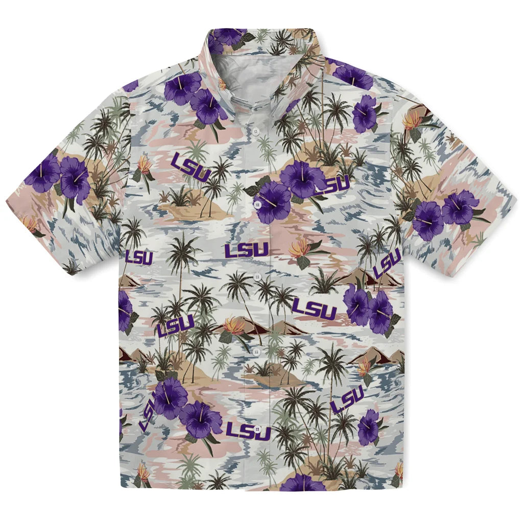 LSU Tigers Hawaiian Shirt - Hibiscus Seaside | Hula Hawaiian Shirts