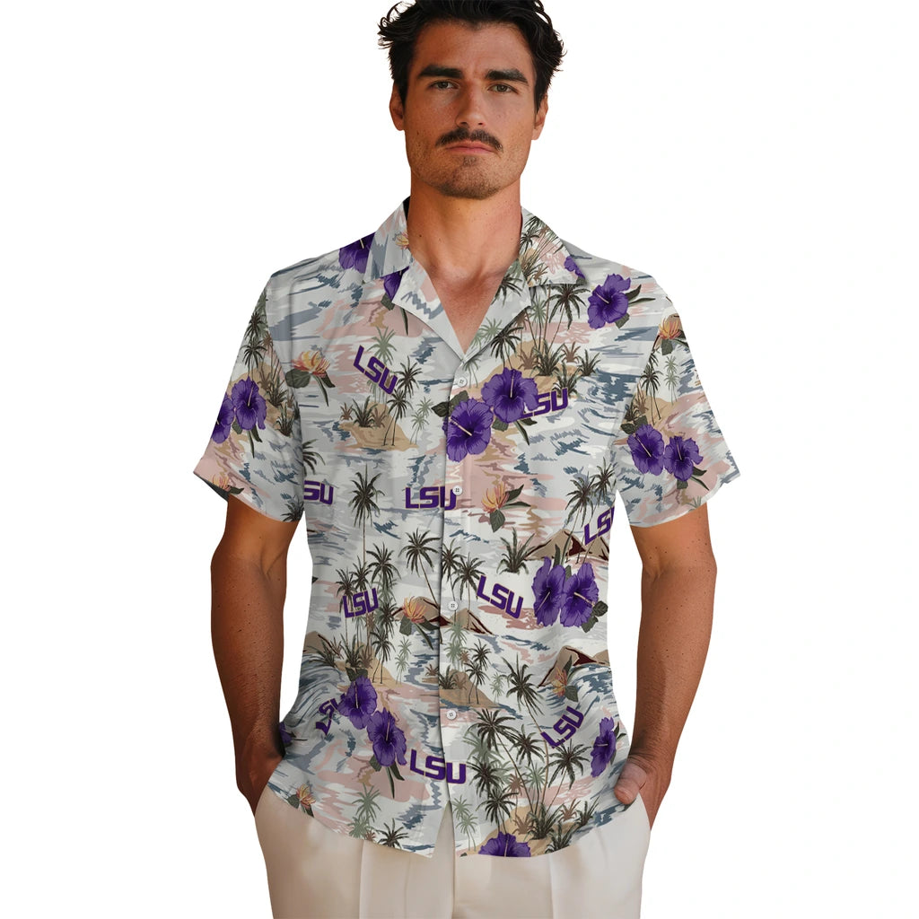 LSU Tigers Hawaiian Shirt - Hibiscus Seaside | Hula Hawaiian Shirts
