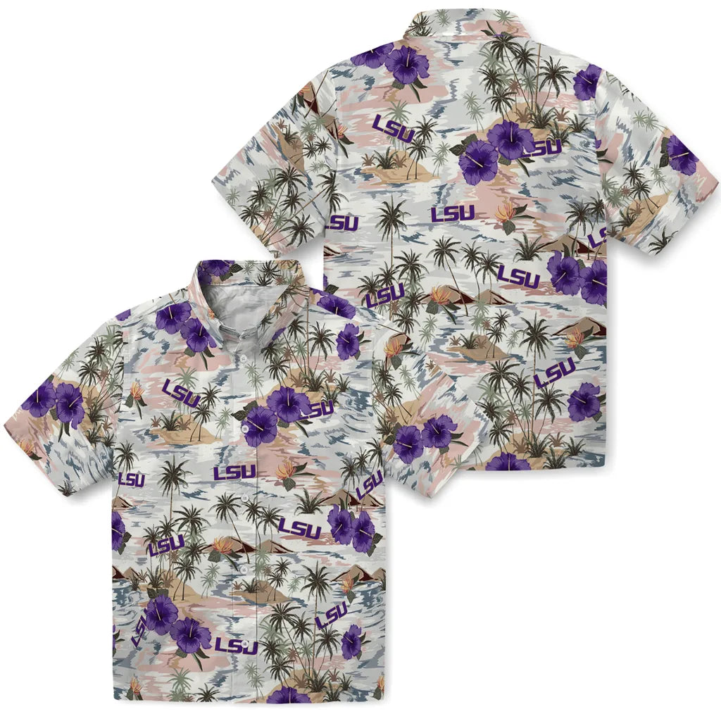 LSU Tigers Hawaiian Shirt - Hibiscus Seaside | Hula Hawaiian Shirts
