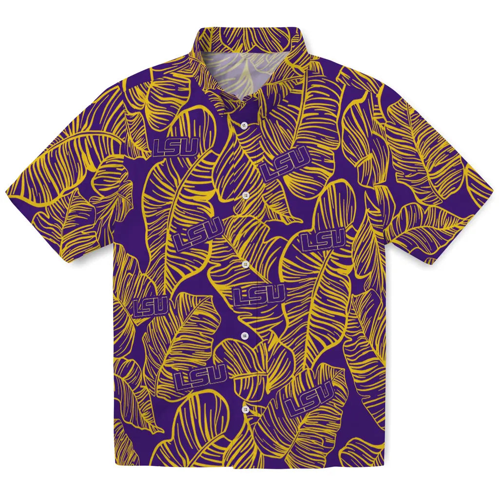 LSU Tigers Hawaiian Shirt - Leaf Outline | Hula Hawaiian Shirts