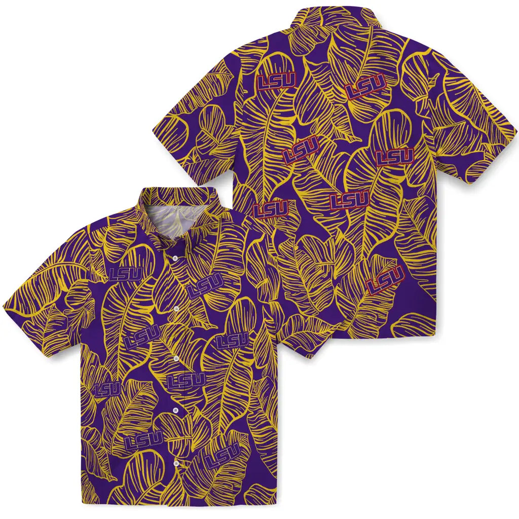 LSU Tigers Hawaiian Shirt - Leaf Outline | Hula Hawaiian Shirts