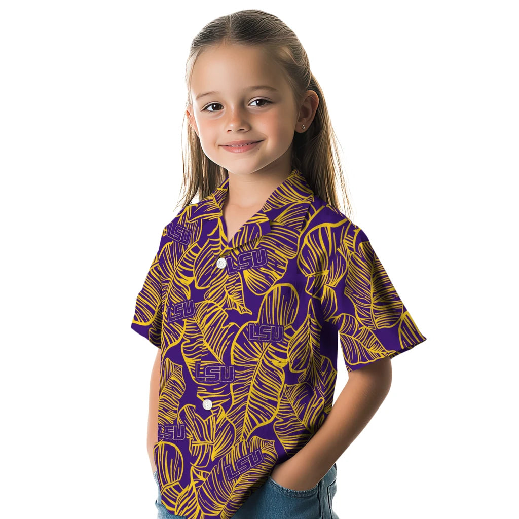 LSU Tigers Hawaiian Shirt - Leaf Outline | Hula Hawaiian Shirts