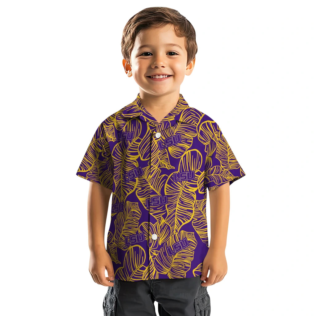 LSU Tigers Hawaiian Shirt - Leaf Outline | Hula Hawaiian Shirts