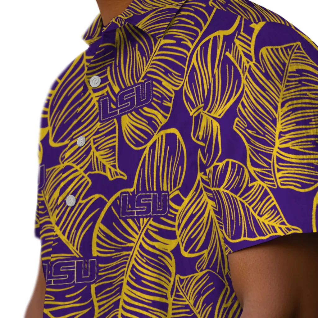 LSU Tigers Hawaiian Shirt - Leaf Outline | Hula Hawaiian Shirts