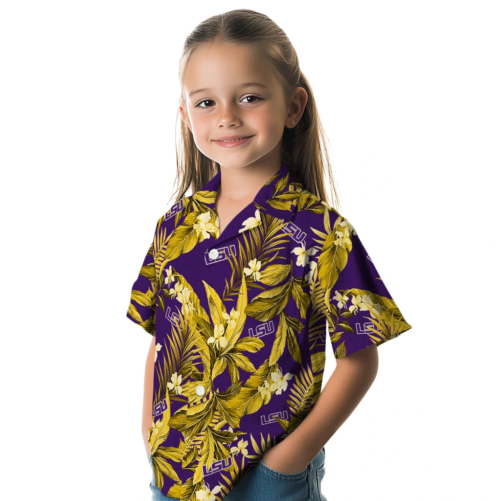 LSU Tigers Hawaiian Shirt - Palm Leaves | Hula Hawaiian Shirts