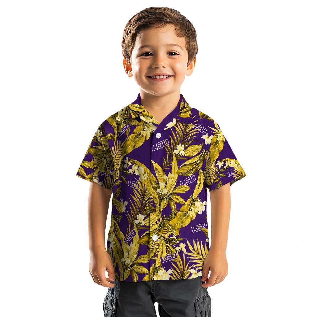 LSU Tigers Hawaiian Shirt - Palm Leaves | Hula Hawaiian Shirts