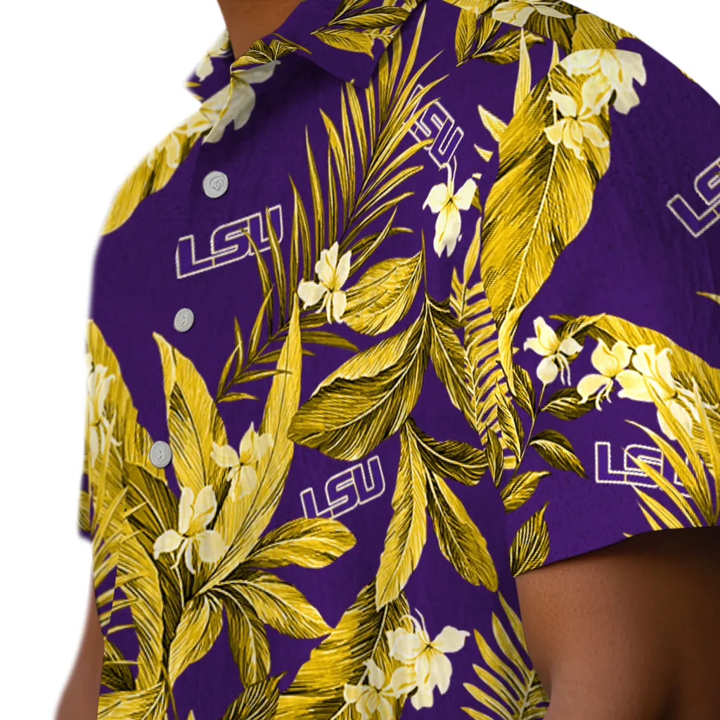LSU Tigers Hawaiian Shirt - Palm Leaves | Hula Hawaiian Shirts
