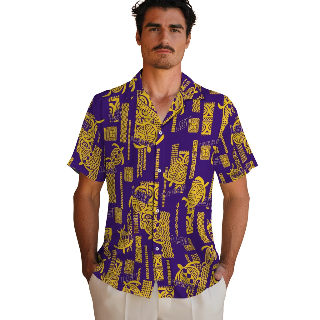 LSU Tigers Hawaiian Shirt - Turtle Lines | Hula Hawaiian Shirts