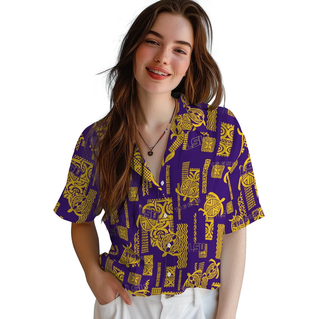 LSU Tigers Hawaiian Shirt - Turtle Lines | Hula Hawaiian Shirts