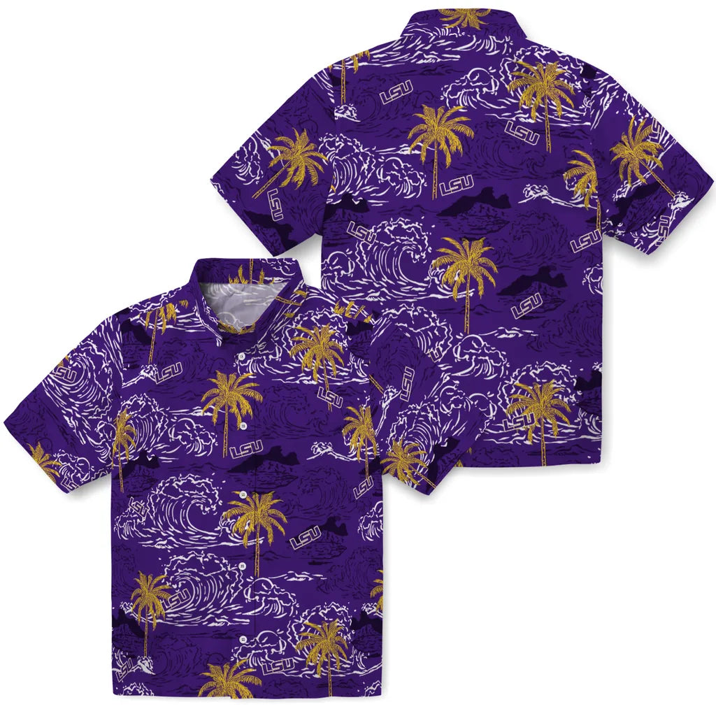 LSU Tigers Hawaiian Shirt - Wave Palm | Hula Hawaiian Shirts