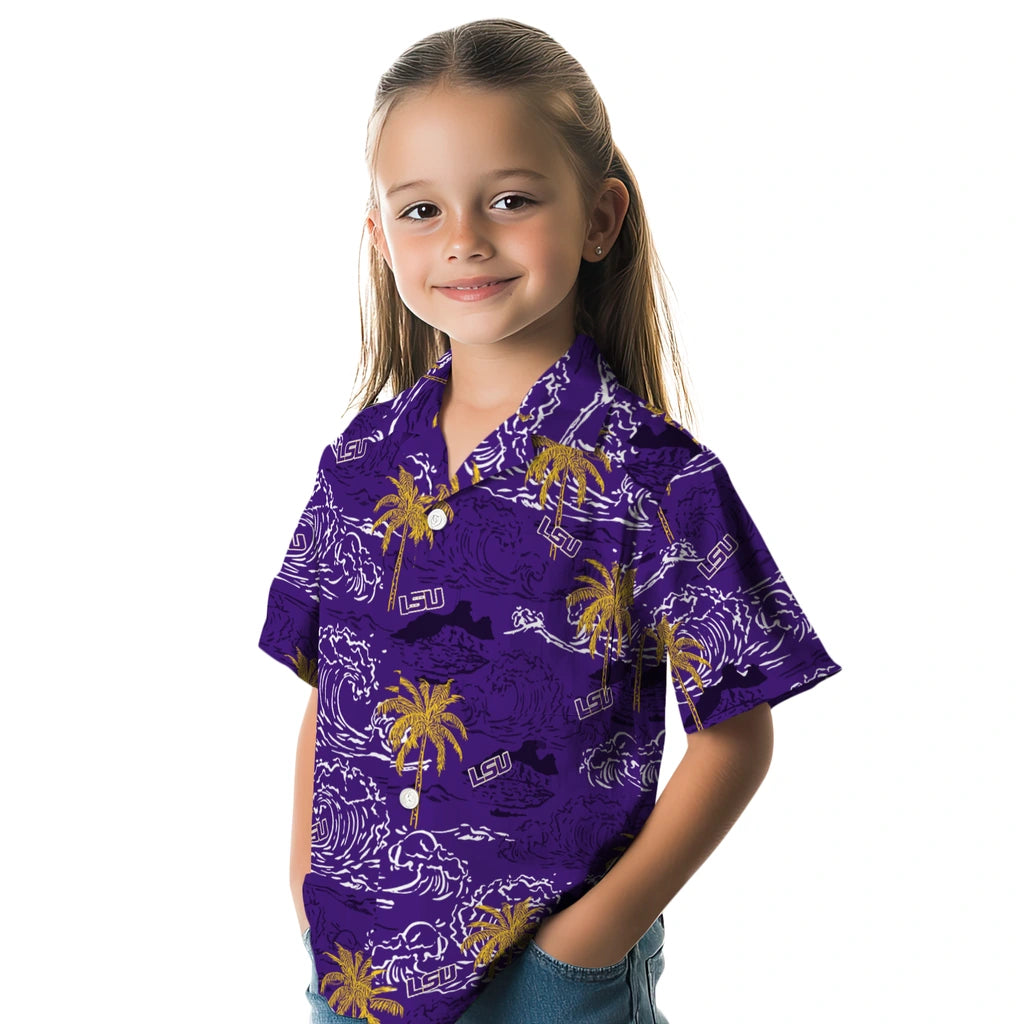 LSU Tigers Hawaiian Shirt - Wave Palm | Hula Hawaiian Shirts