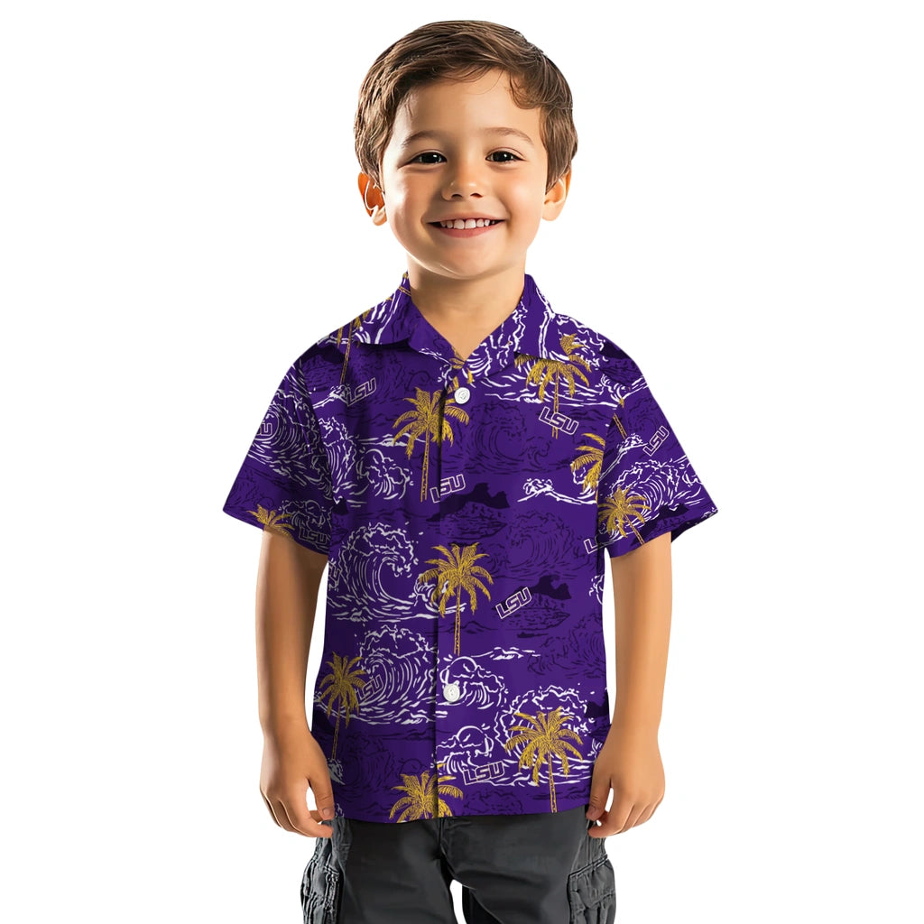 LSU Tigers Hawaiian Shirt - Wave Palm | Hula Hawaiian Shirts