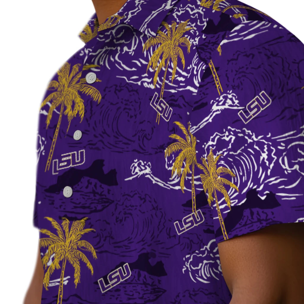 LSU Tigers Hawaiian Shirt - Wave Palm | Hula Hawaiian Shirts