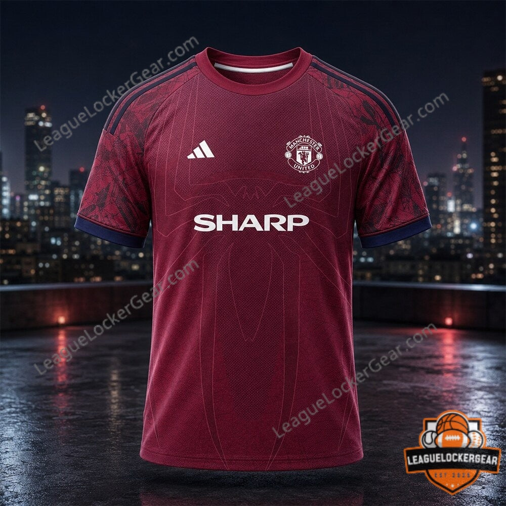 Manchester United Spider-Man Crossover Concept Football Jersey - LeagueLockerGear