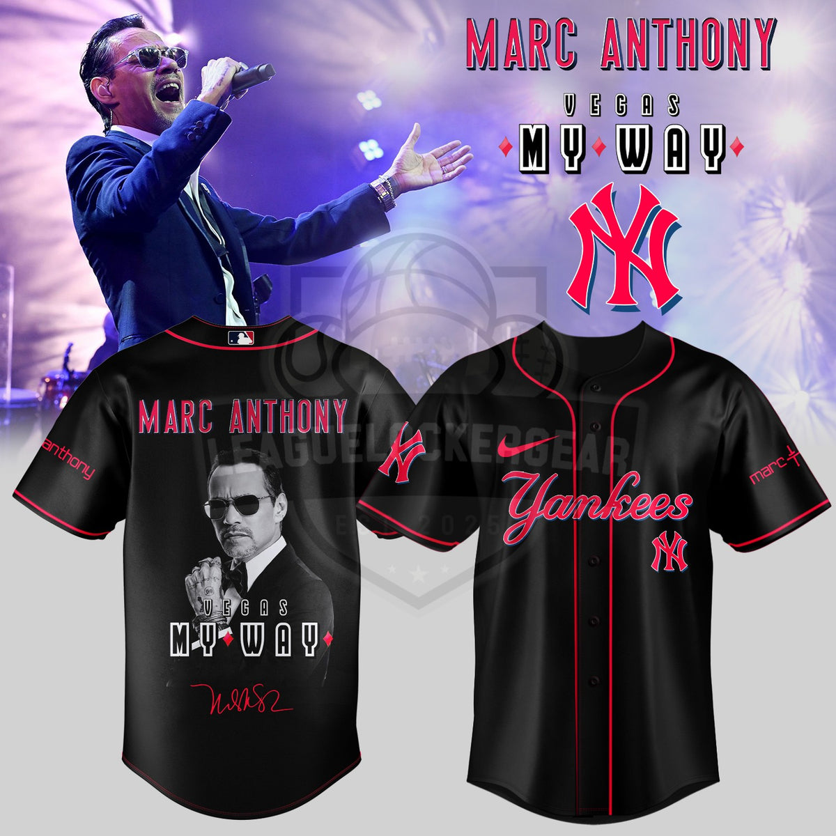 Marc Anthony Vegas My Way MLB All Team Baseball Jersey - LeagueLockerGear