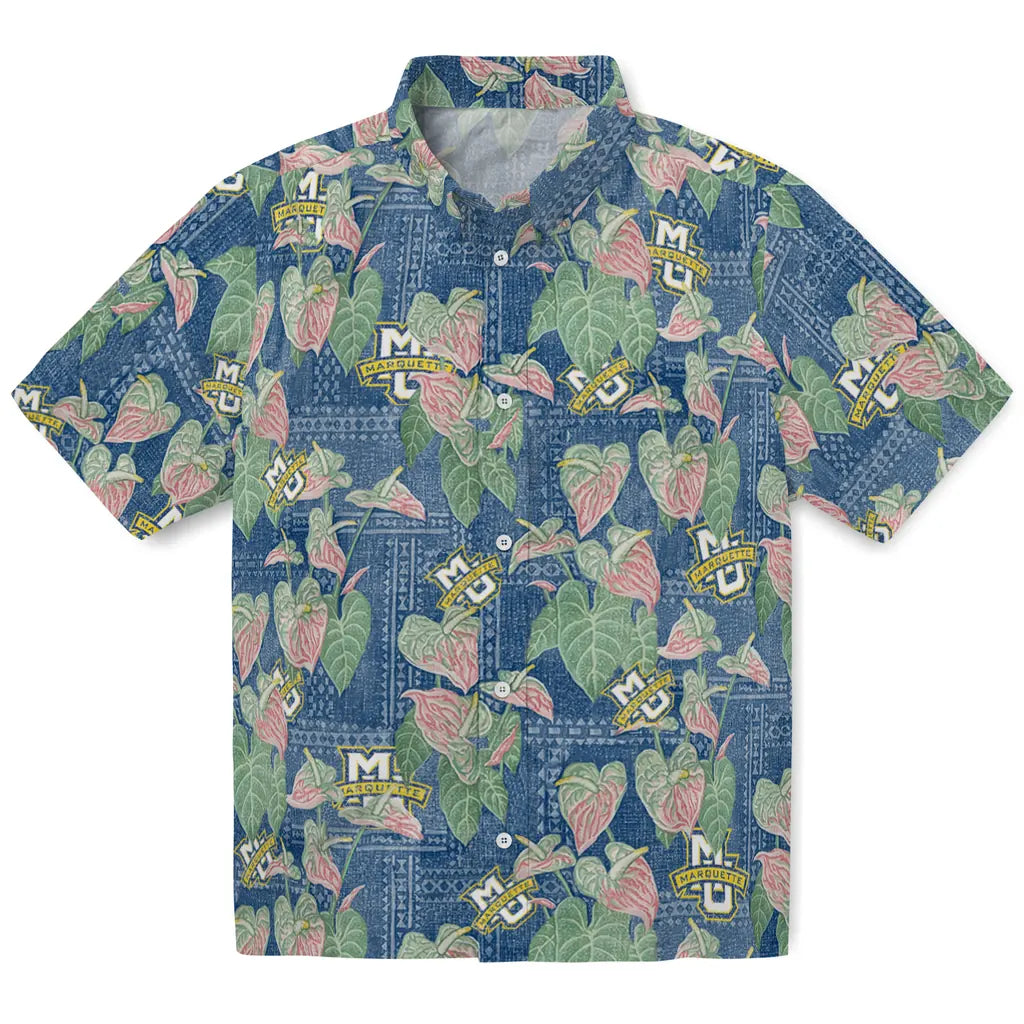 Marquette Golden Eagles Hawaiian Shirt - Anthurium Overlay | Hula Hawaiian Shirts