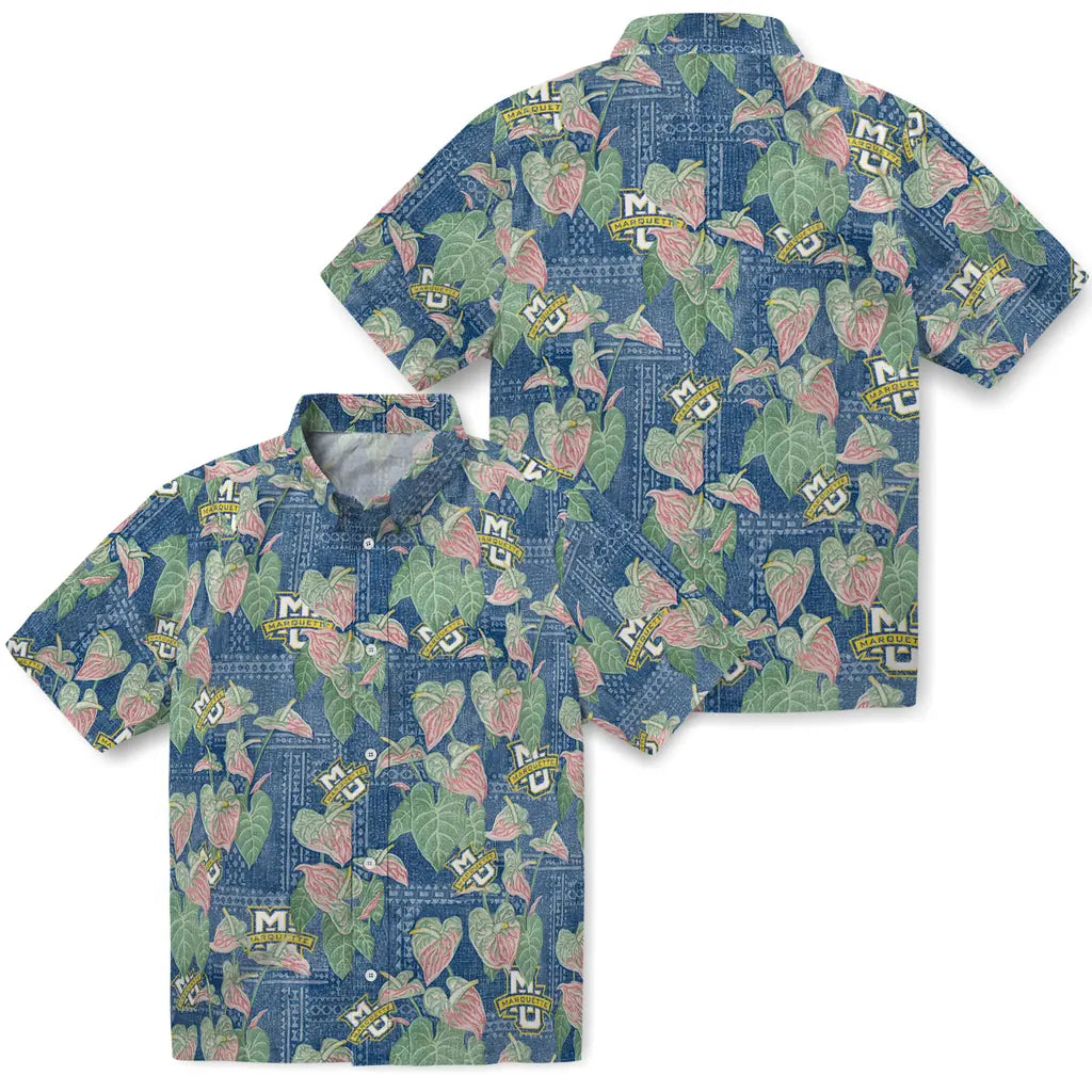 Marquette Golden Eagles Hawaiian Shirt - Anthurium Overlay | Hula Hawaiian Shirts